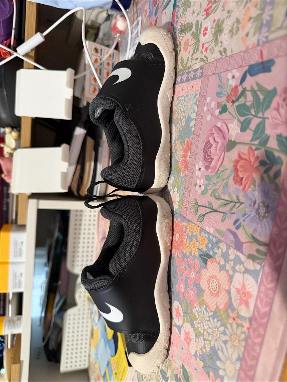 Nike Black Slip-On Toddlers' Sneakers with White Swoosh